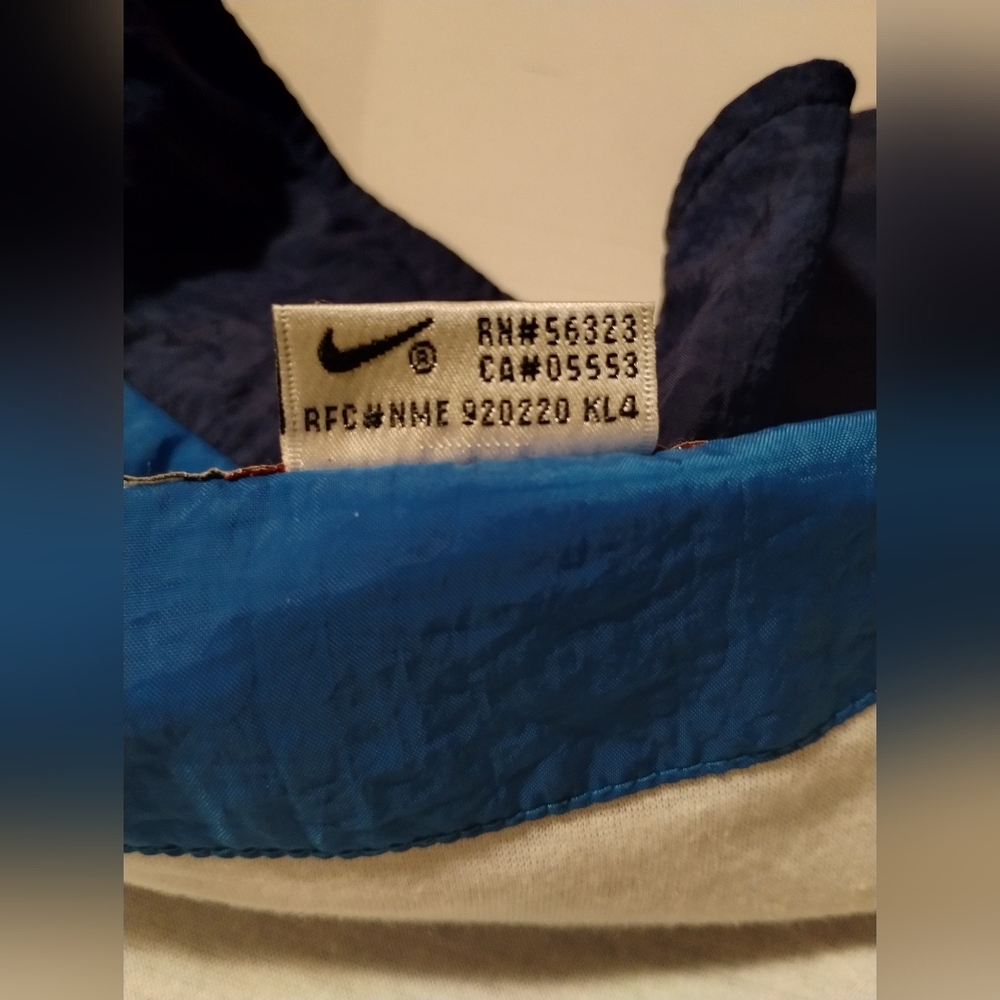 Vintage 90s Navy & Baby Blue Nike Zip-Up Spell-Out Jacket Windbreaker XL. - Picture 5 of 6